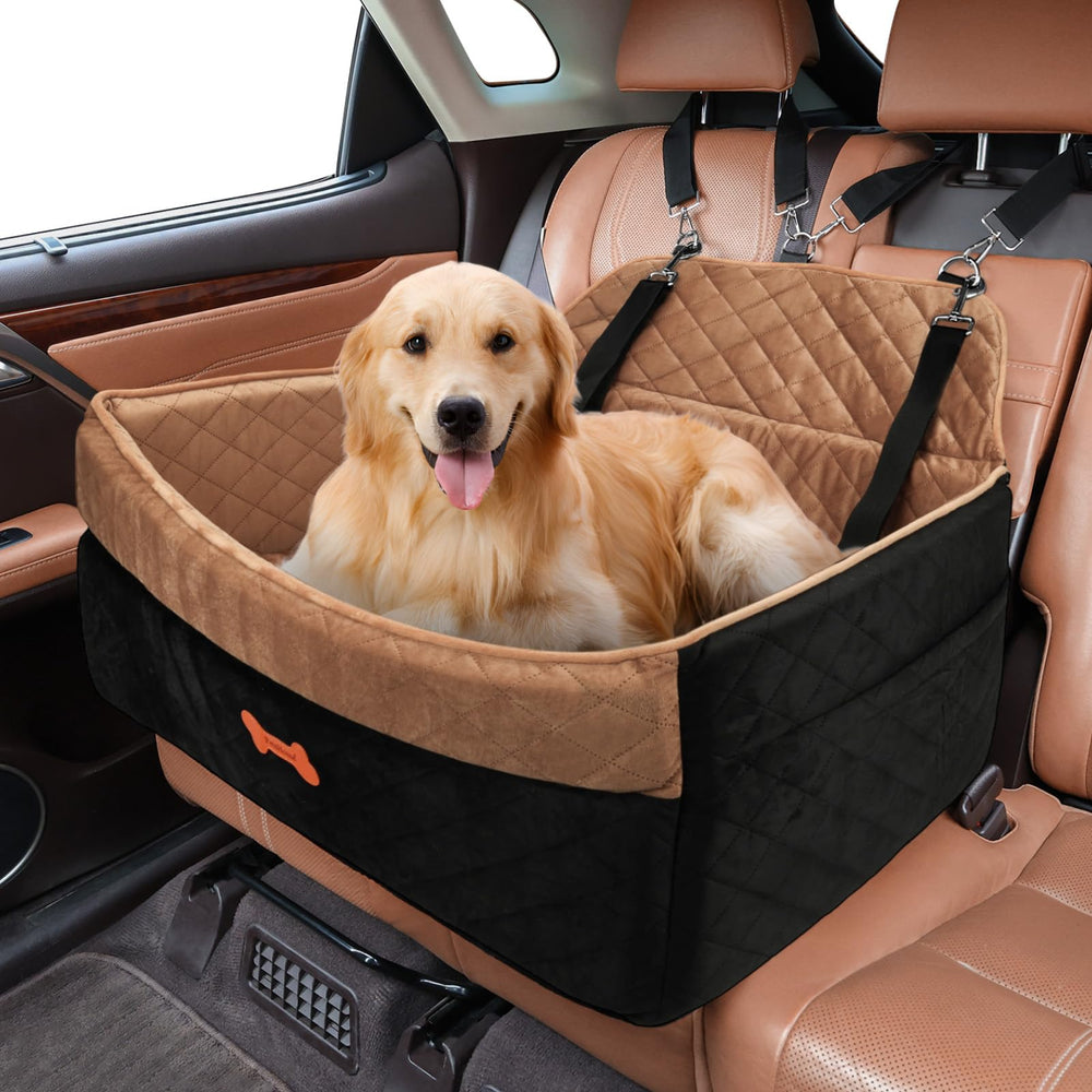 PetsHome dog car seat elevated view improves mood and calm during rides.