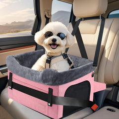 PetsHome dog car seat elevated view keeps small dogs safe while sightseeing