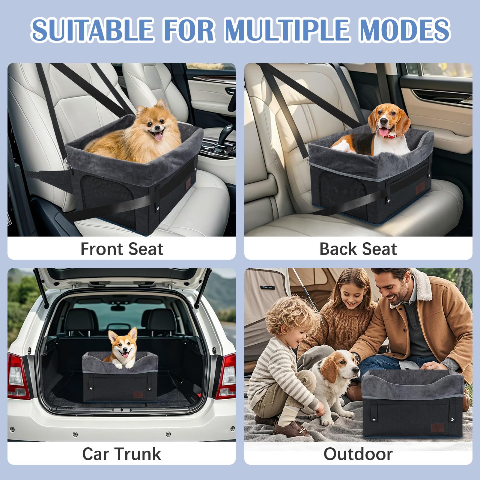 PetsHome dog car seat interior view shows pet-friendly design for window watching during trips.