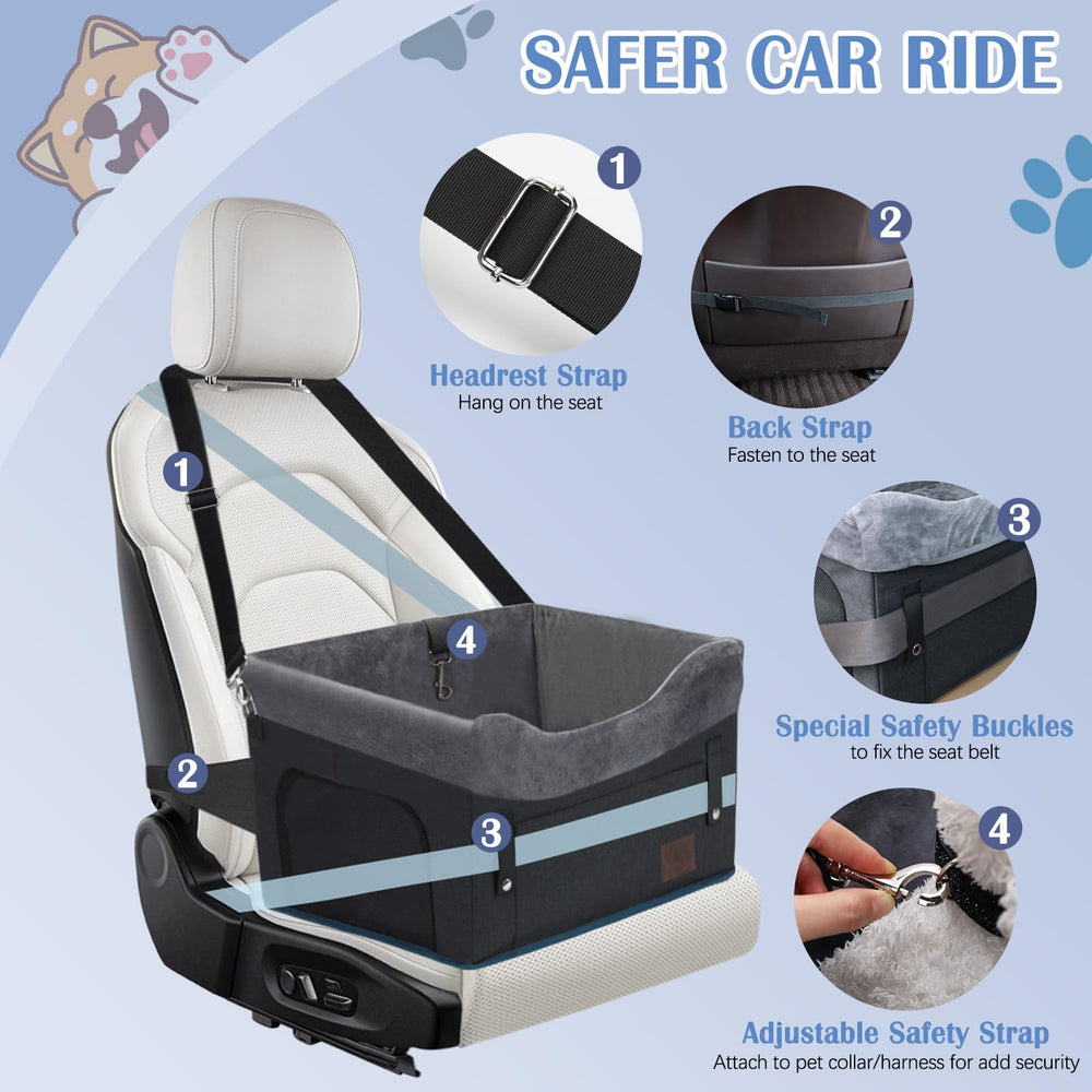 PetsHome dog car seat storage pocket holds treats and toys within reach.