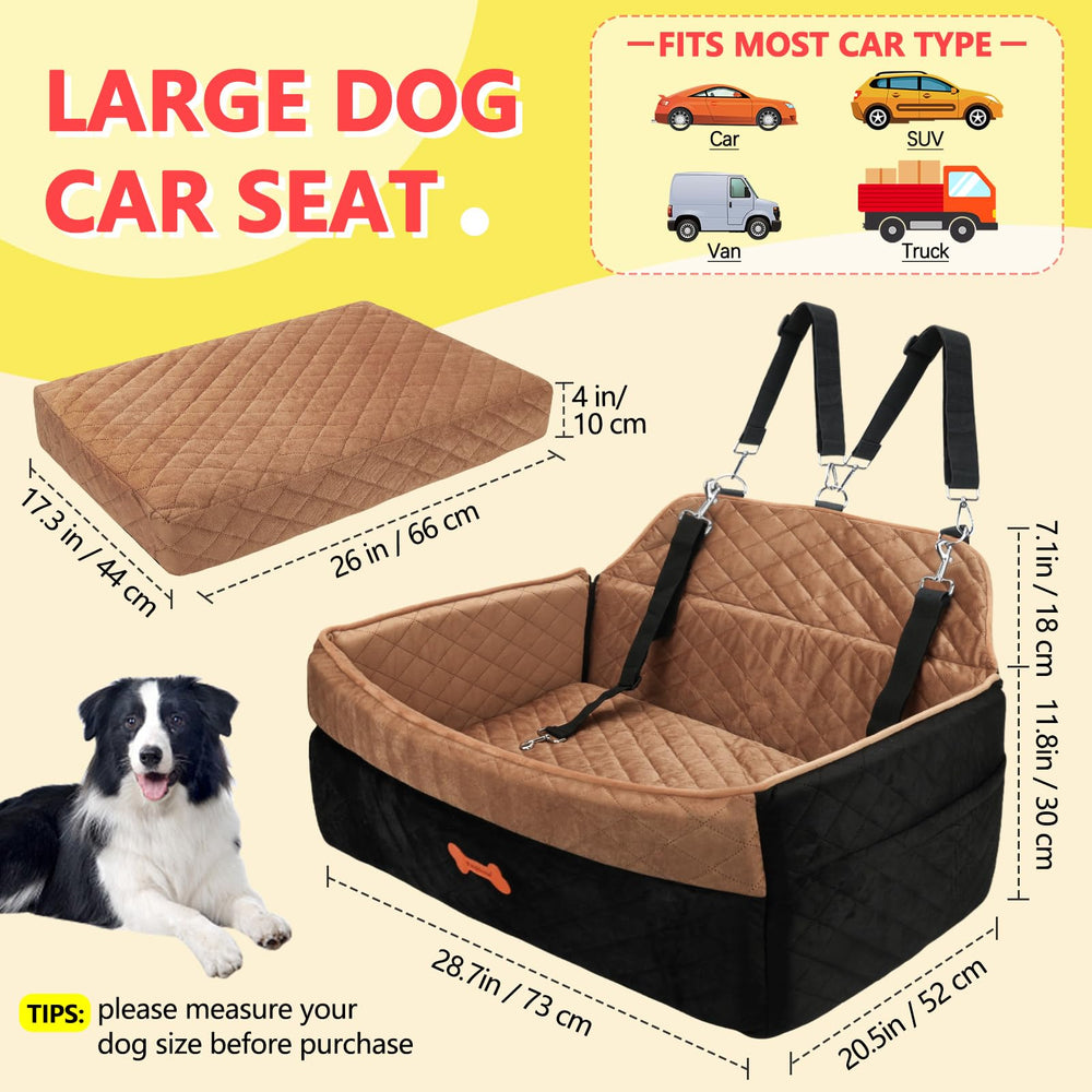 PetsHome dog car seat detachable cover machine washable for easy cleaning.