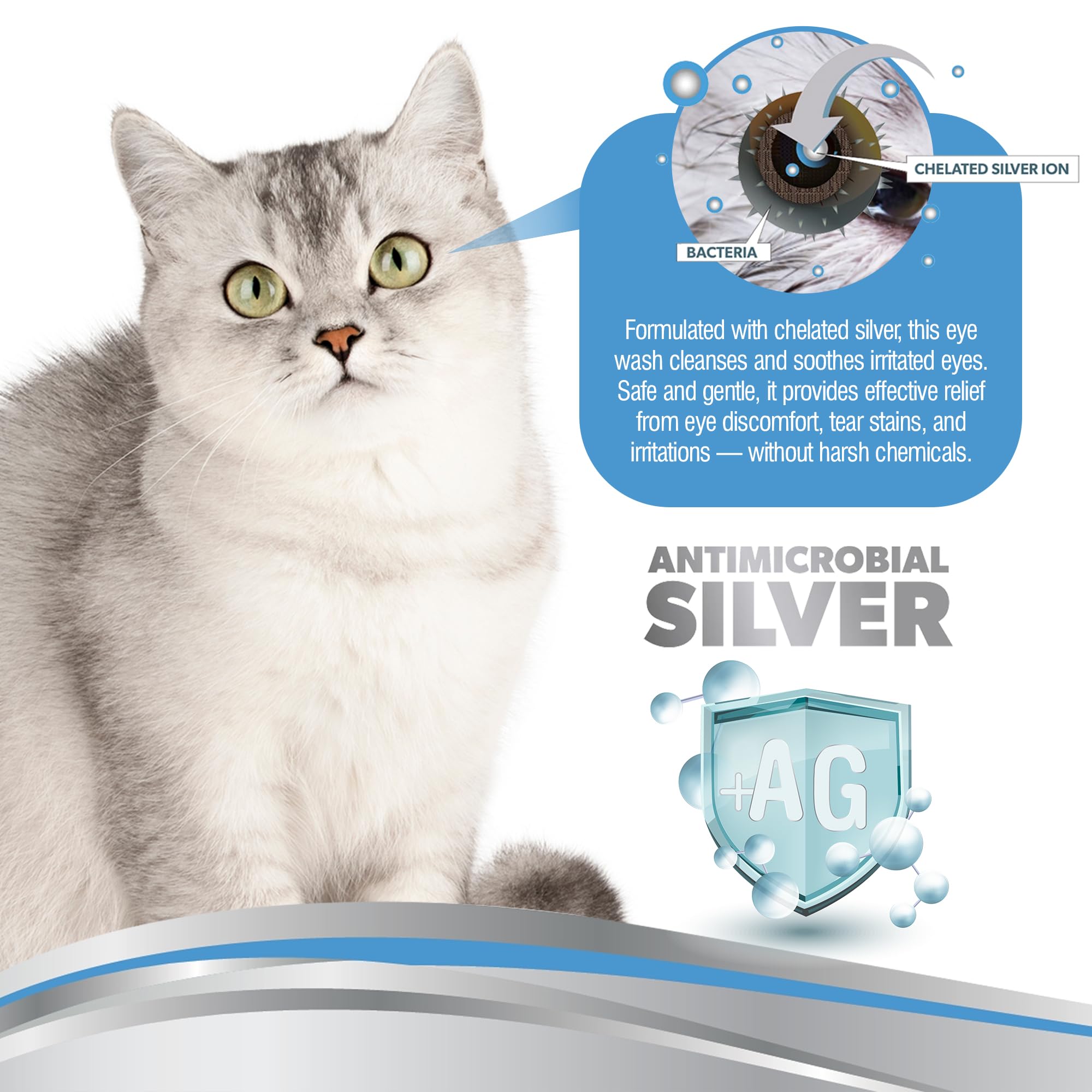 PetSilver Eye Drops application demonstrates easy daily use.