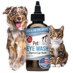 PetSilver Eye Drops bottle for gentle pet eye care.