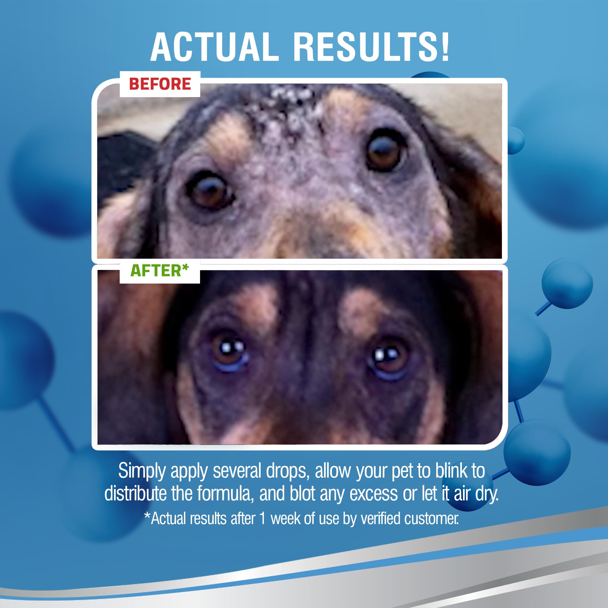 PetSilver Eye Drops tear-stains image hints at stain-removal support.