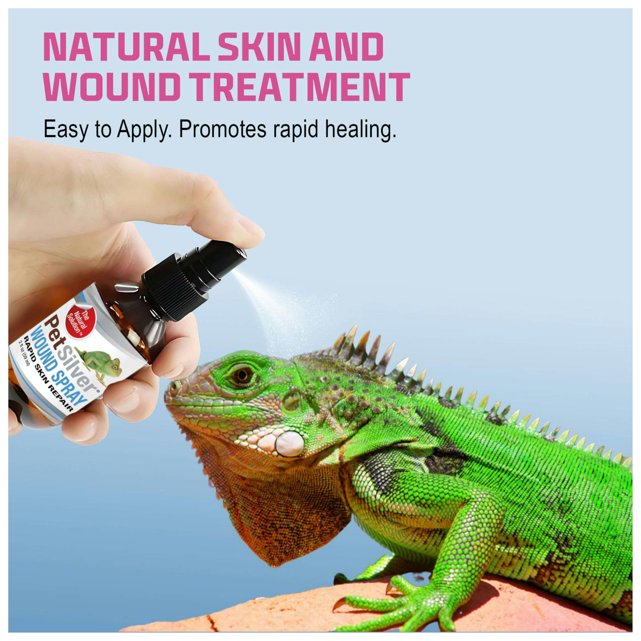 PetSilver Reptile Wound Spray forming a protective barrier on skin