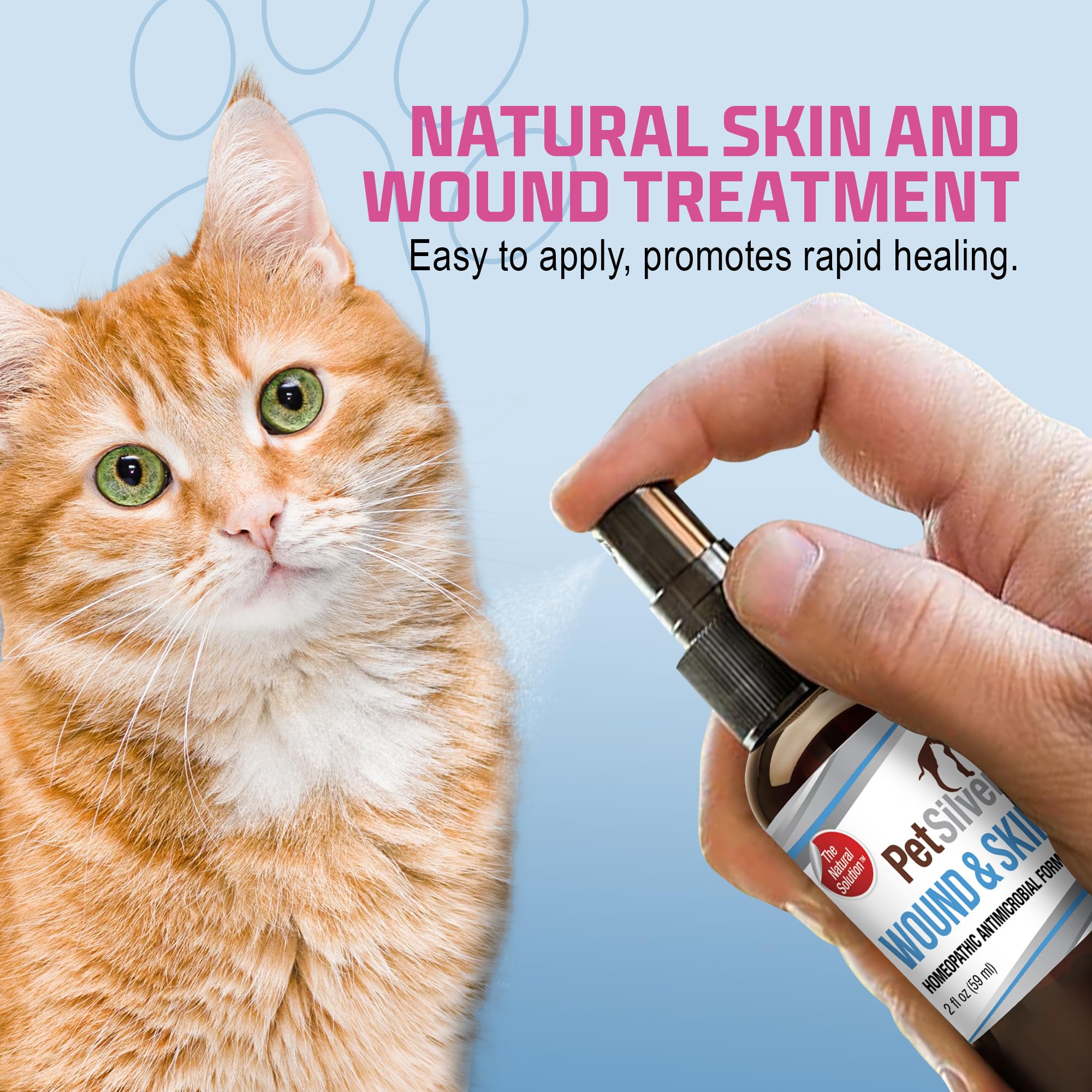 PetSilver wound spray tube shows easy application for hot spots and minor injuries.
