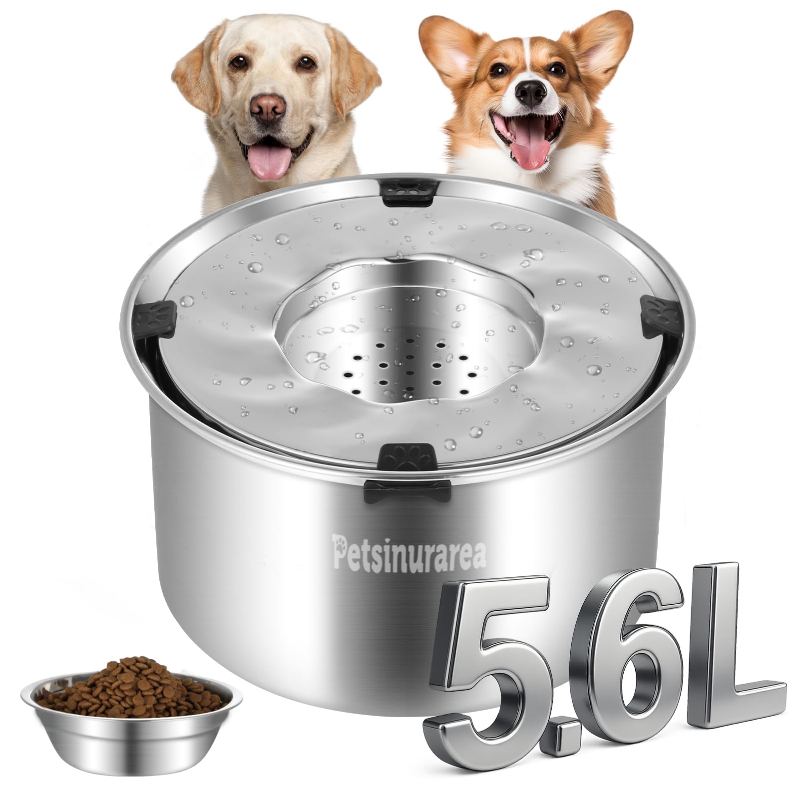 Petsinurarea dog water bowl no-spill floating-plate reduces splashes for cleaner floors.