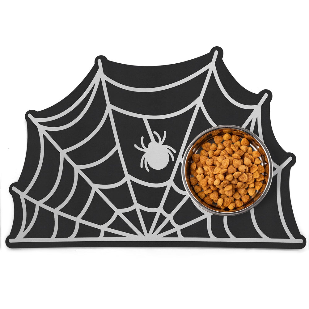 Petsinurarea spider web pet mat under bowls keeps meals tidy and contained.