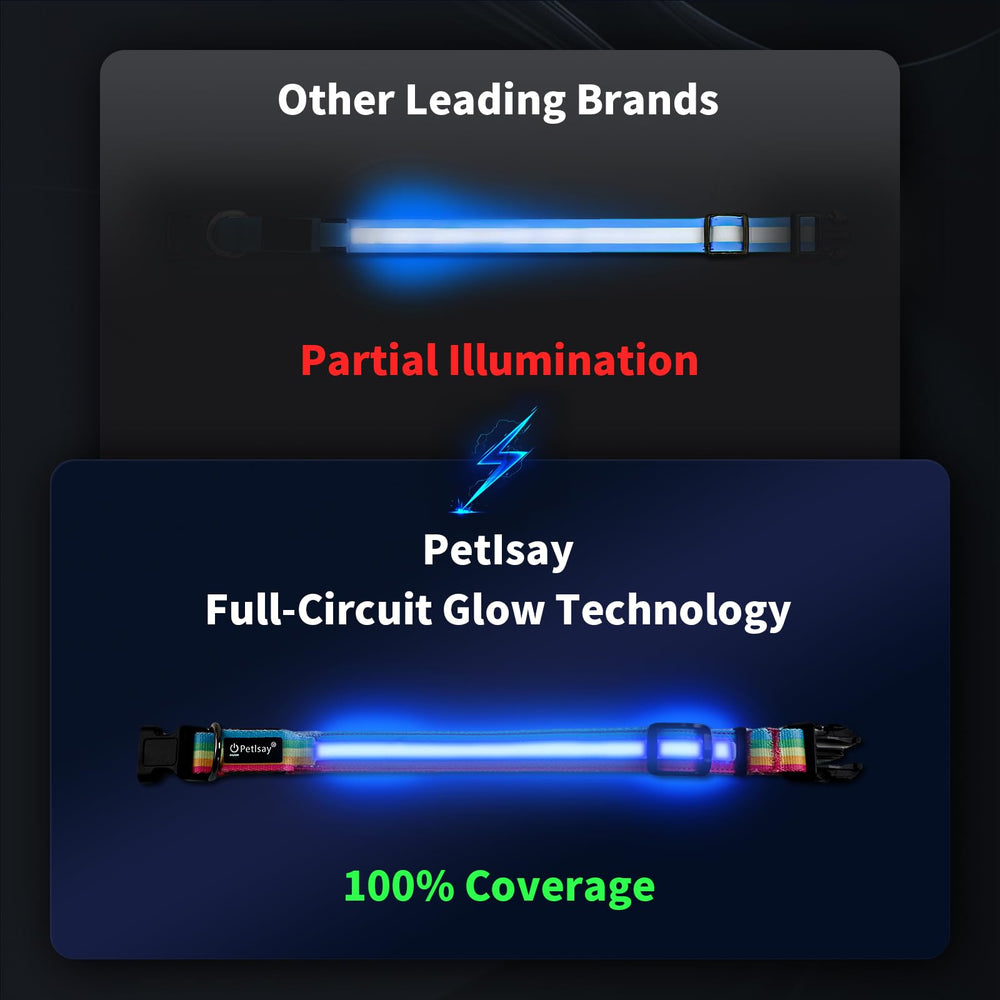 PetIsay Premium LED Dog Collar waterproof design withstands rain, pool, and snow.