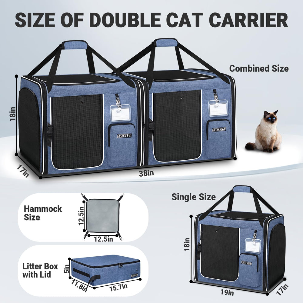 Petskd 2-in-1 double cat carrier side view showing modular design for flexibility