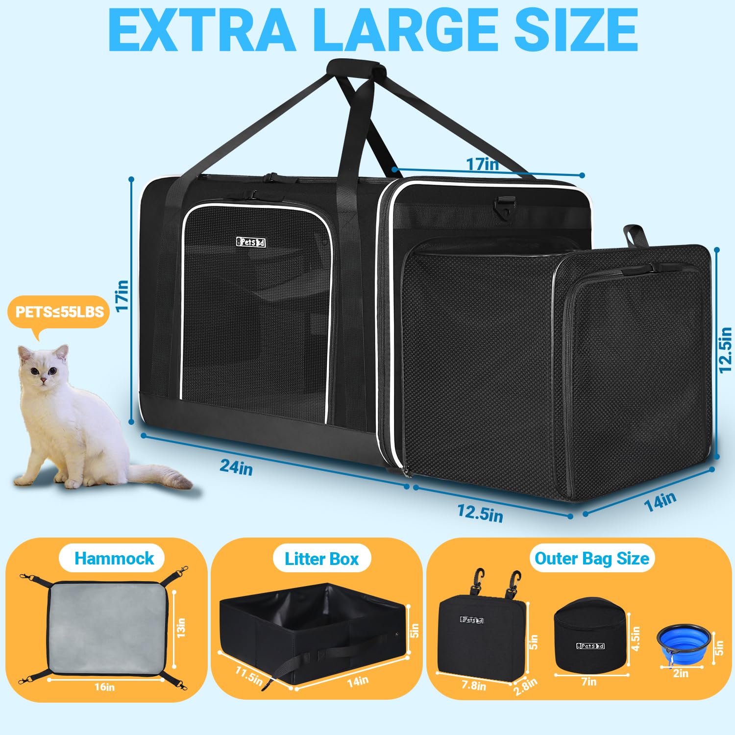 Petskd cat carrier with breathable mesh windows for airflow