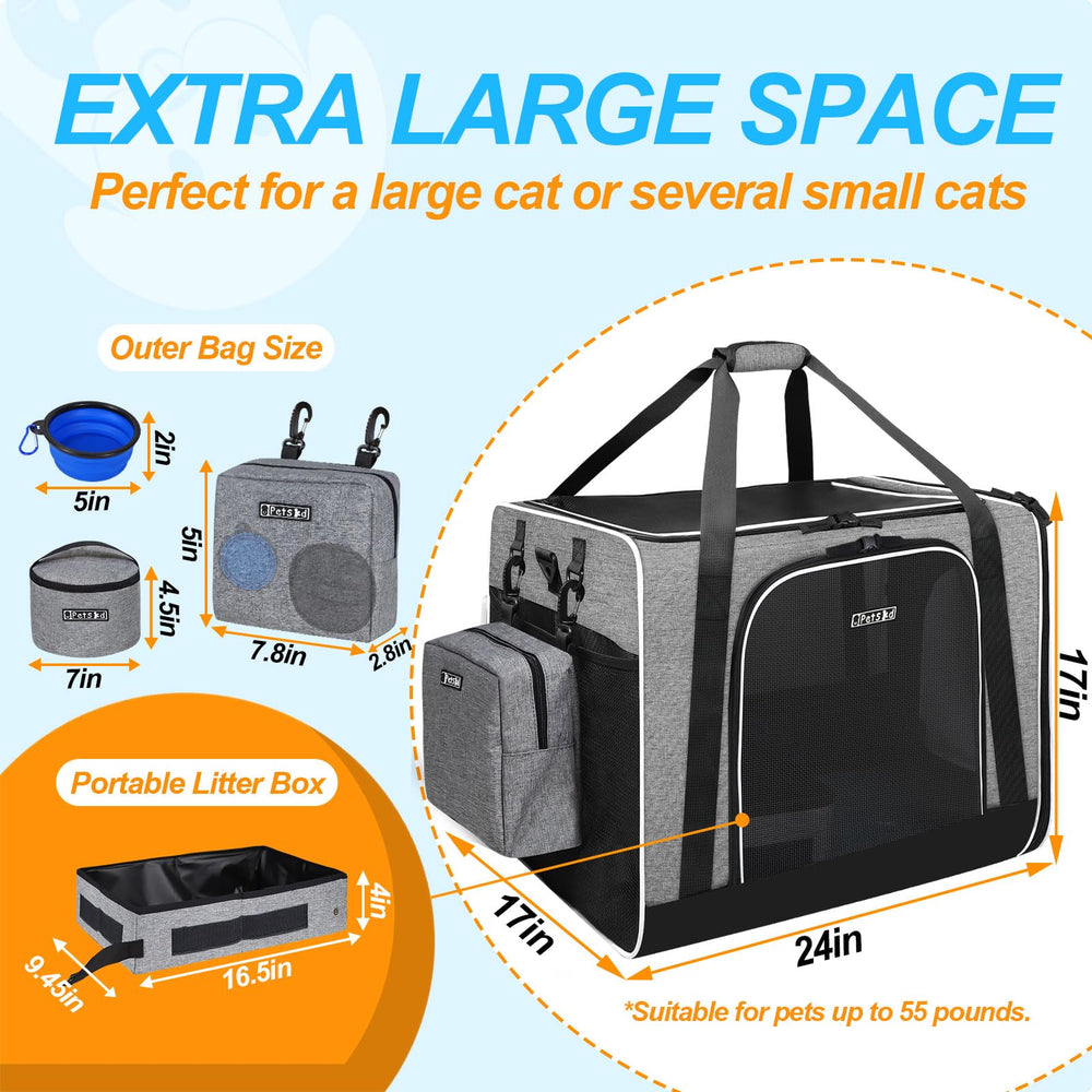 Petskd collapsible carrier folds for easy storage and transport.