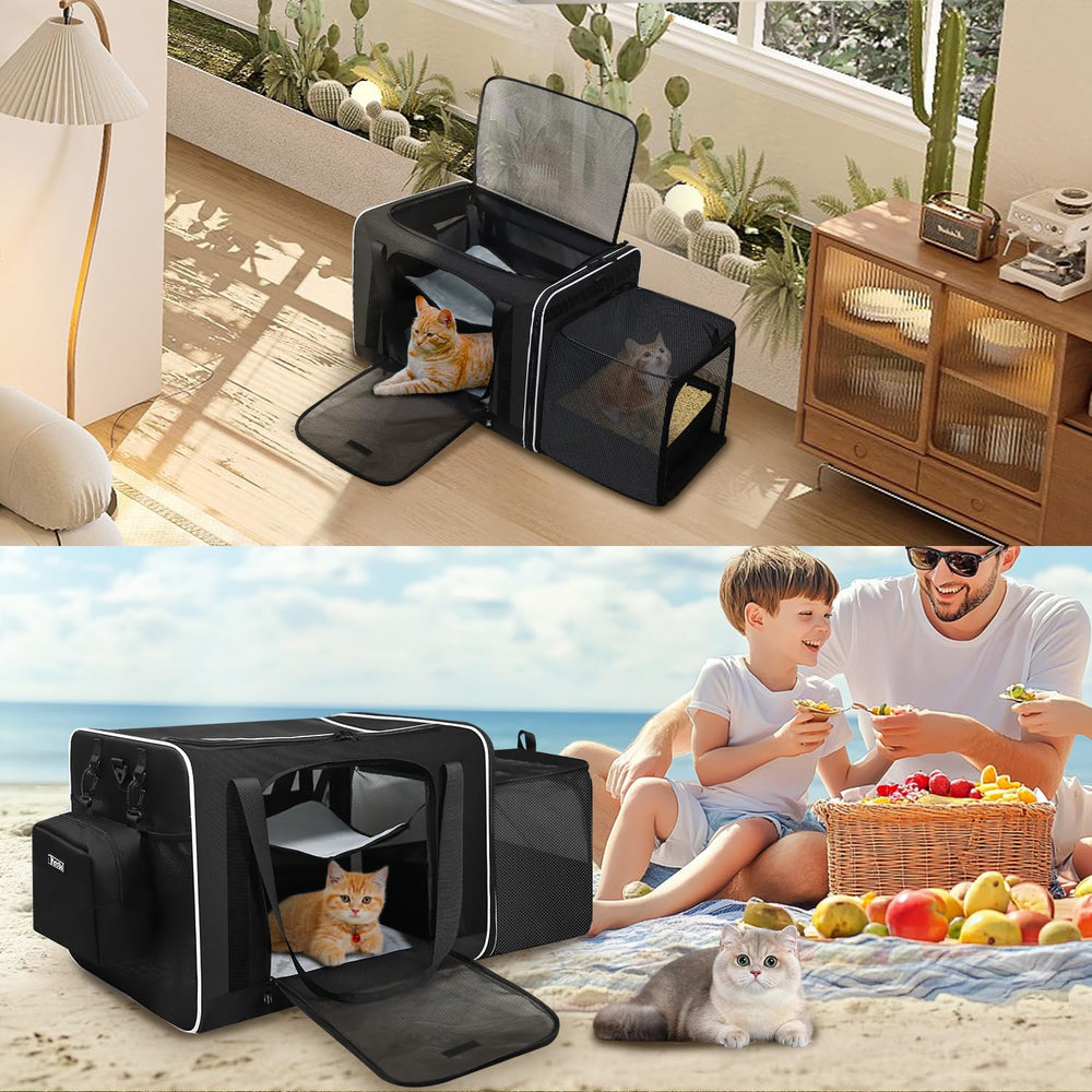 Petskd cat carrier with removable washable liner for clean interiors