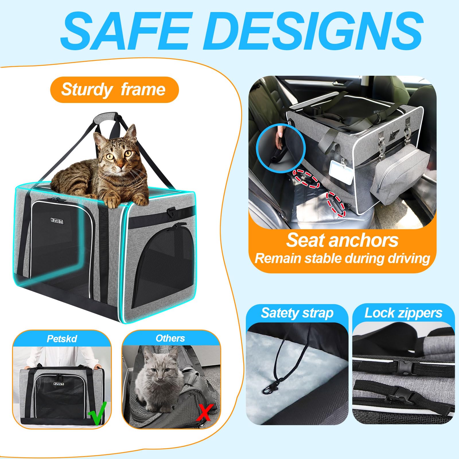 Petskd built-in travel litter box and collapsible bowl included.