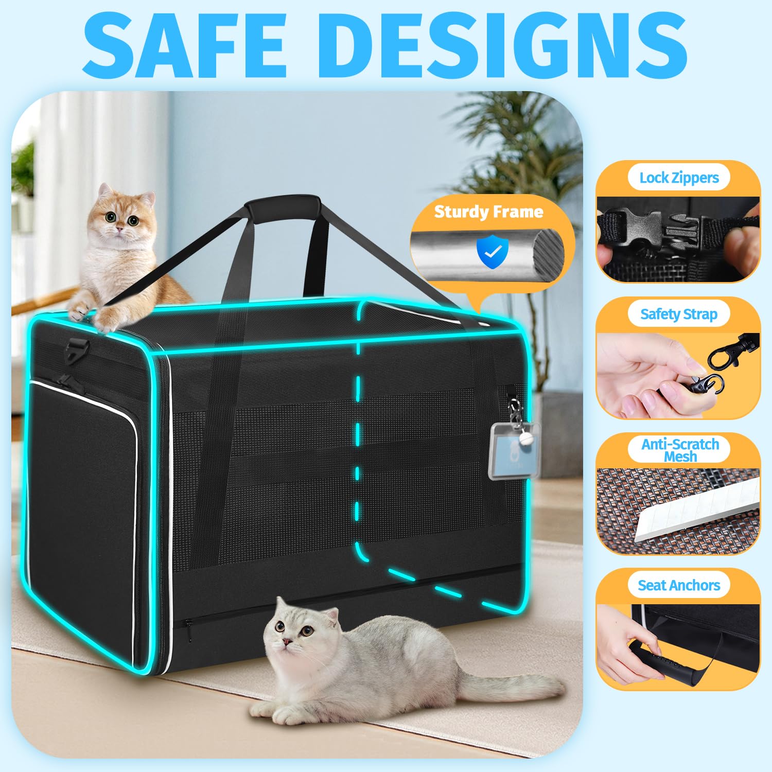 Petskd cat carrier featuring waterproof liner for easy cleanup