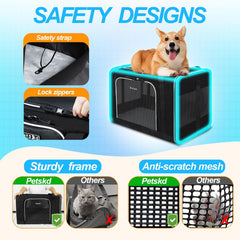 Petskd extra large carrier car travel setup with seat anchors for safety.
