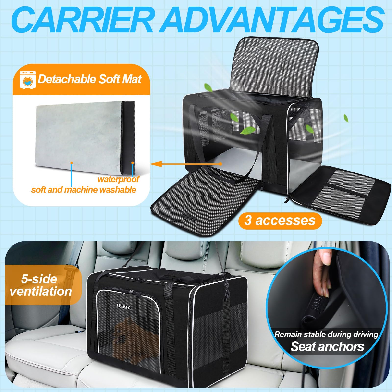 Petskd extra large carrier folded storage compact when not in use.