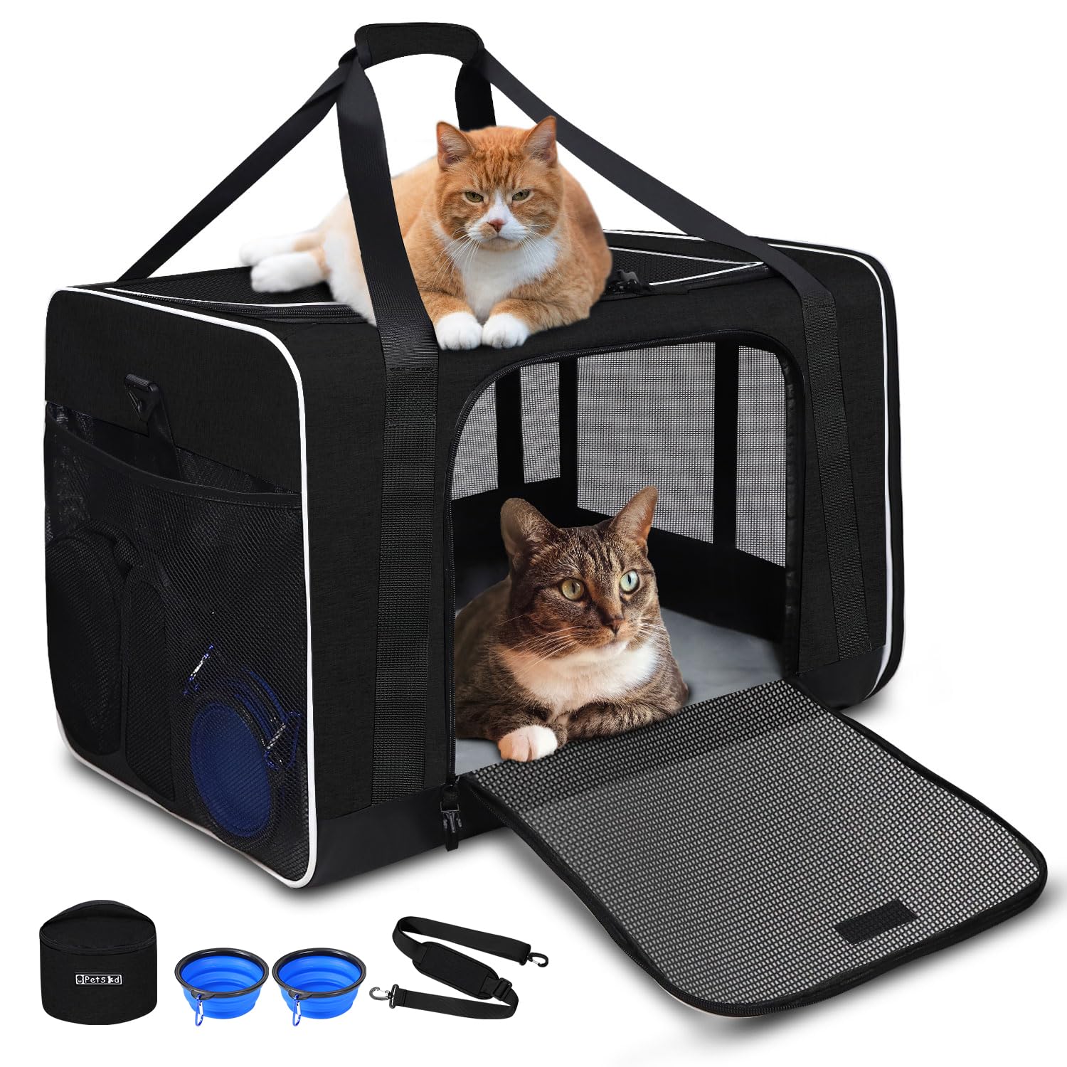 Petskd extra large carrier front view with ample space for travel.