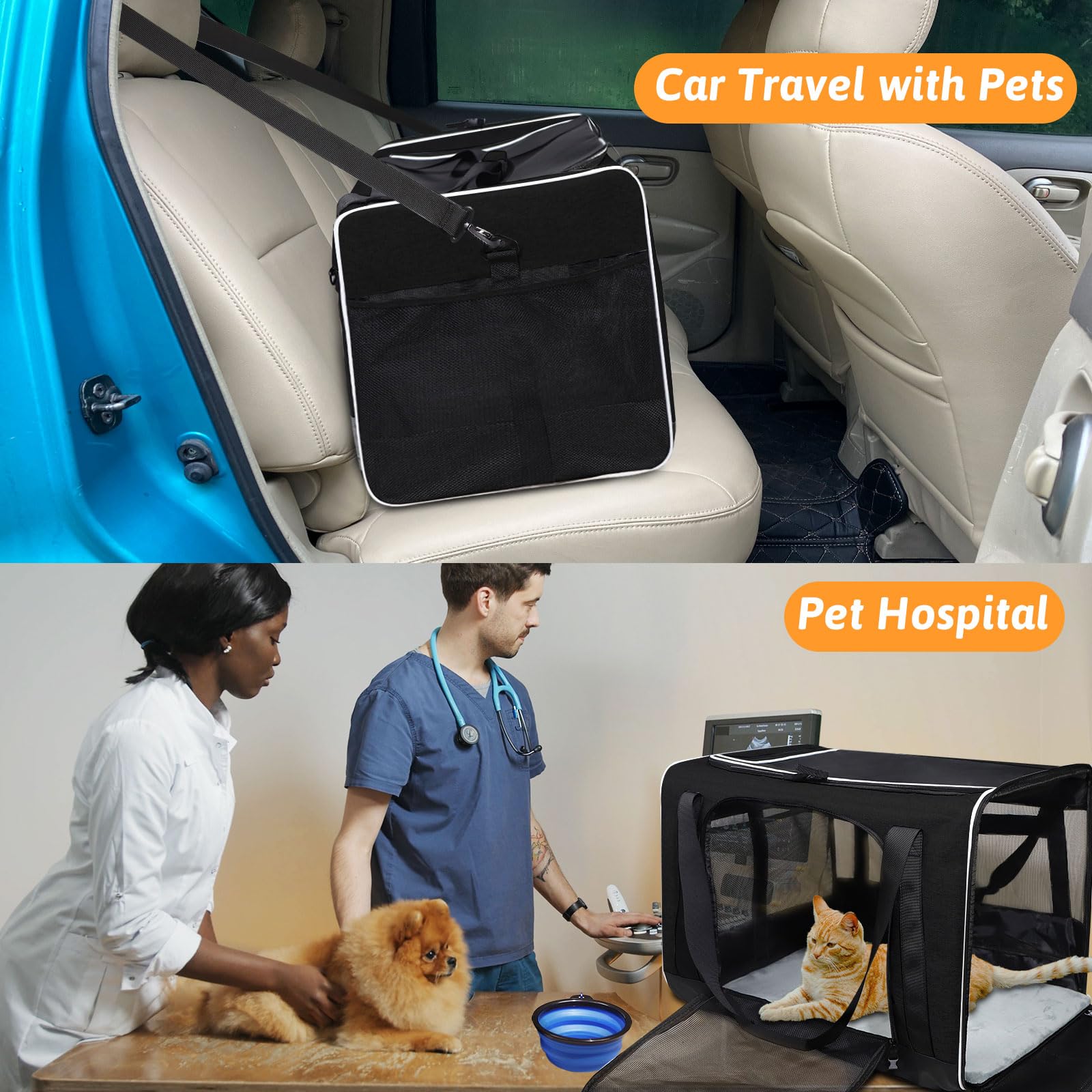 Petskd extra large carrier treat box and water bowls for travel.
