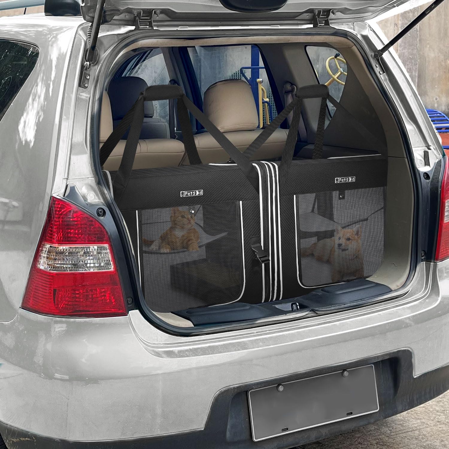 Petskd foldable litter box demonstrates space-saving design for travel.