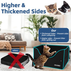 Petskd higher-sides litter box with folded compact design fits easily in luggage