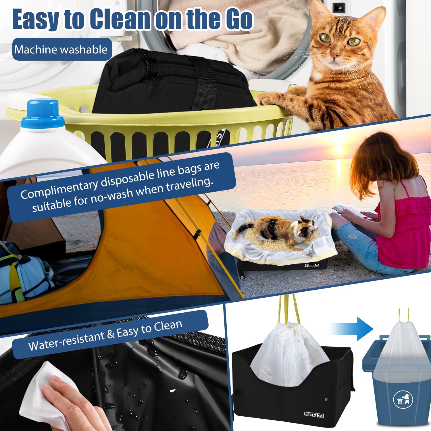 Petskd higher 10 cm sides reduce litter spill during use in car or hotel