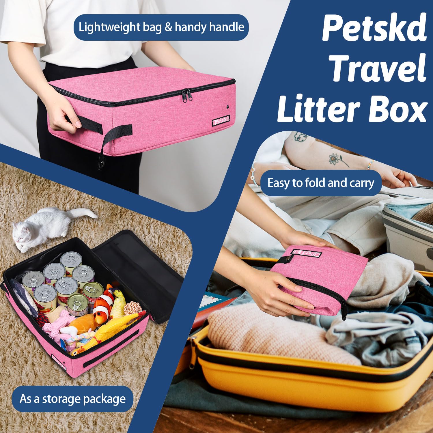 Petskd high-side walls prevent spills and keep litter contained.