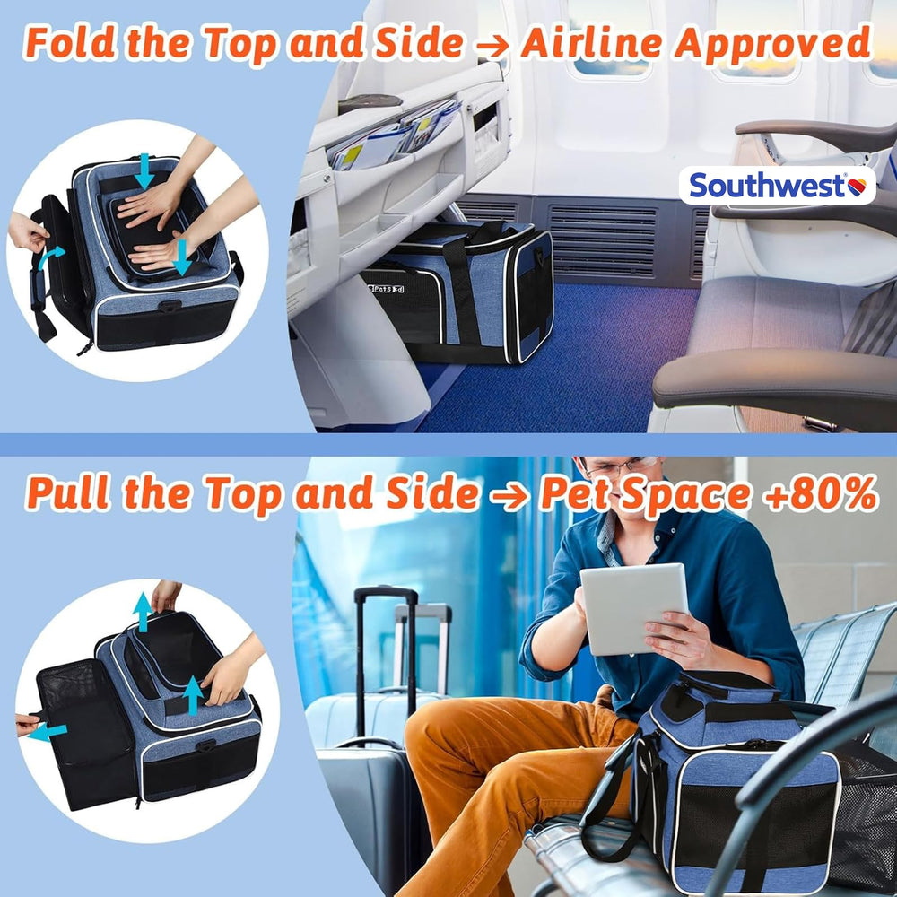 Petskd Southwest airline approved under-seat carrier fits cabin dimensions for small pets