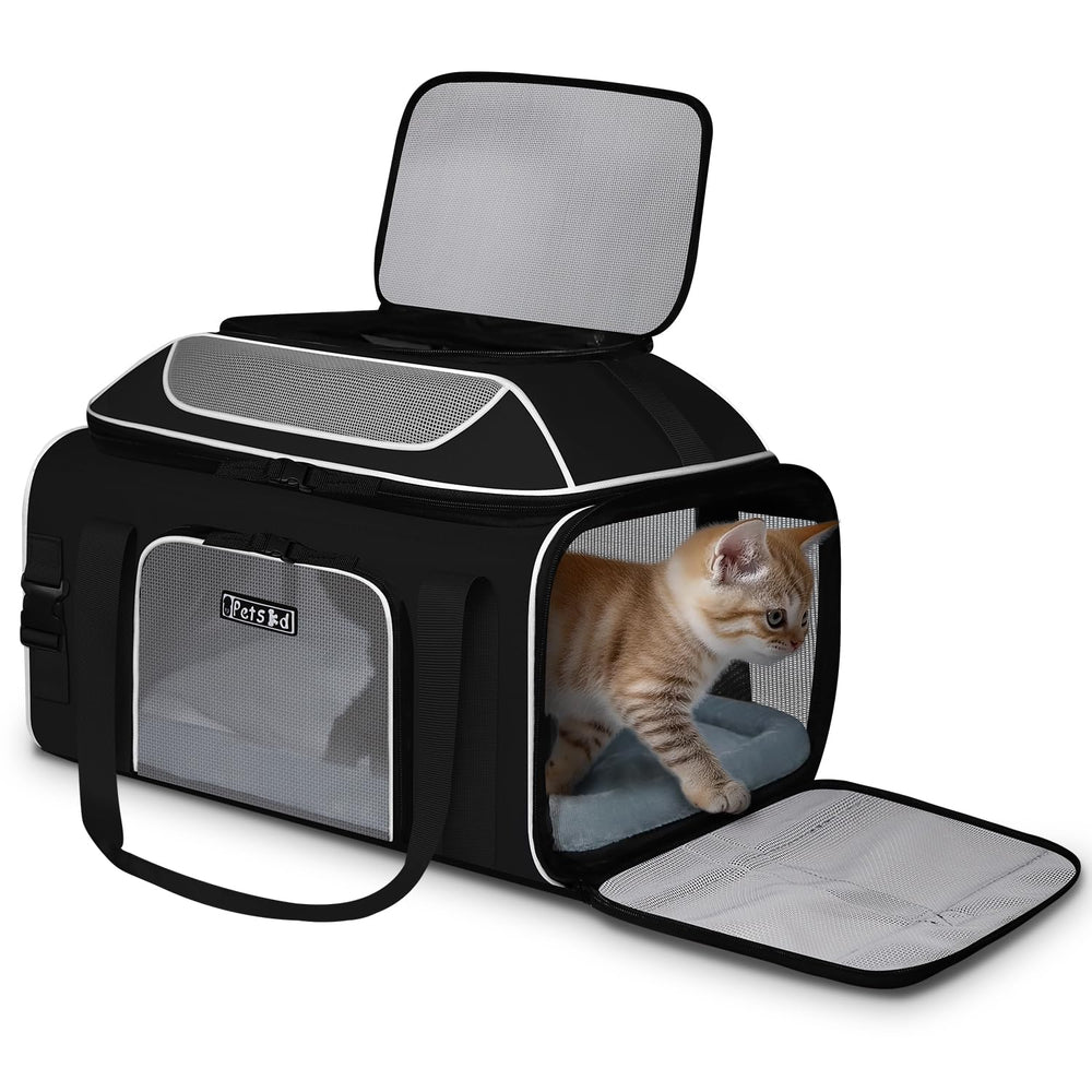Petskd top-expandable carrier folded flat for compact storage