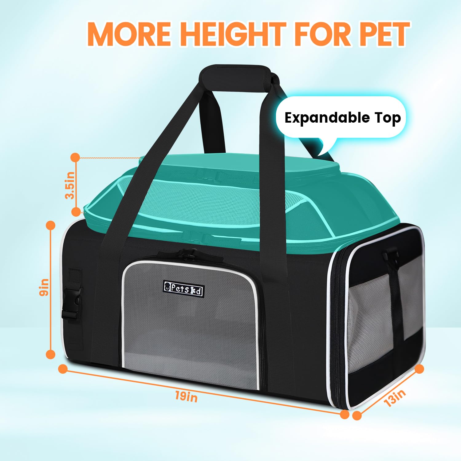 Petskd top-expandable carrier ventilation mesh for pet comfort