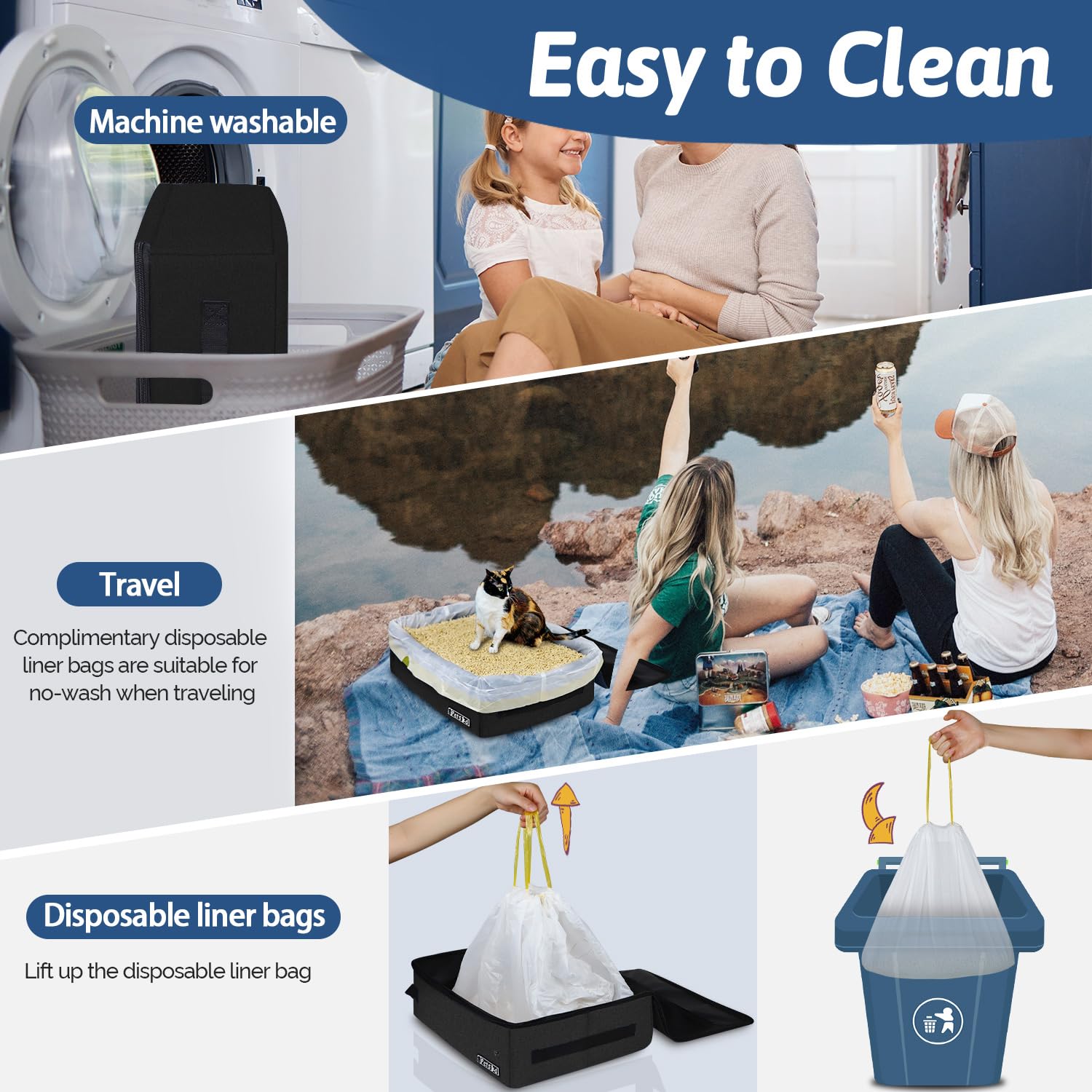 Petskd travel litter box made with durable oxford cloth withstands playful cats