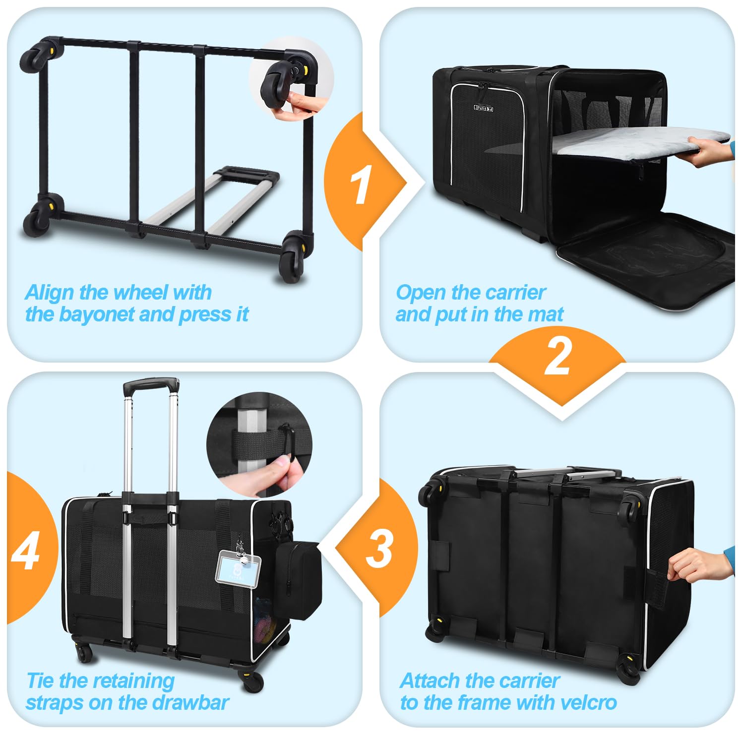 Petskd waterproof, scratch-resistant fabric protects pets on journeys.