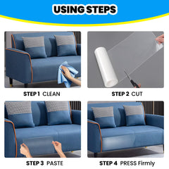Petslucent cat scratch protector on carpet helps extend carpet life with transparent, easy-cut tape.