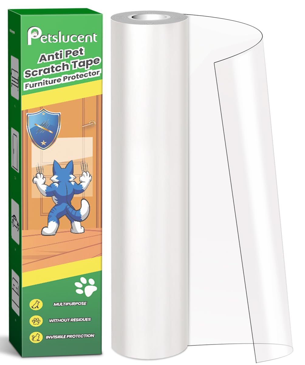 Petslucent cat scratch protector in clear, durable material shields furniture surfaces.