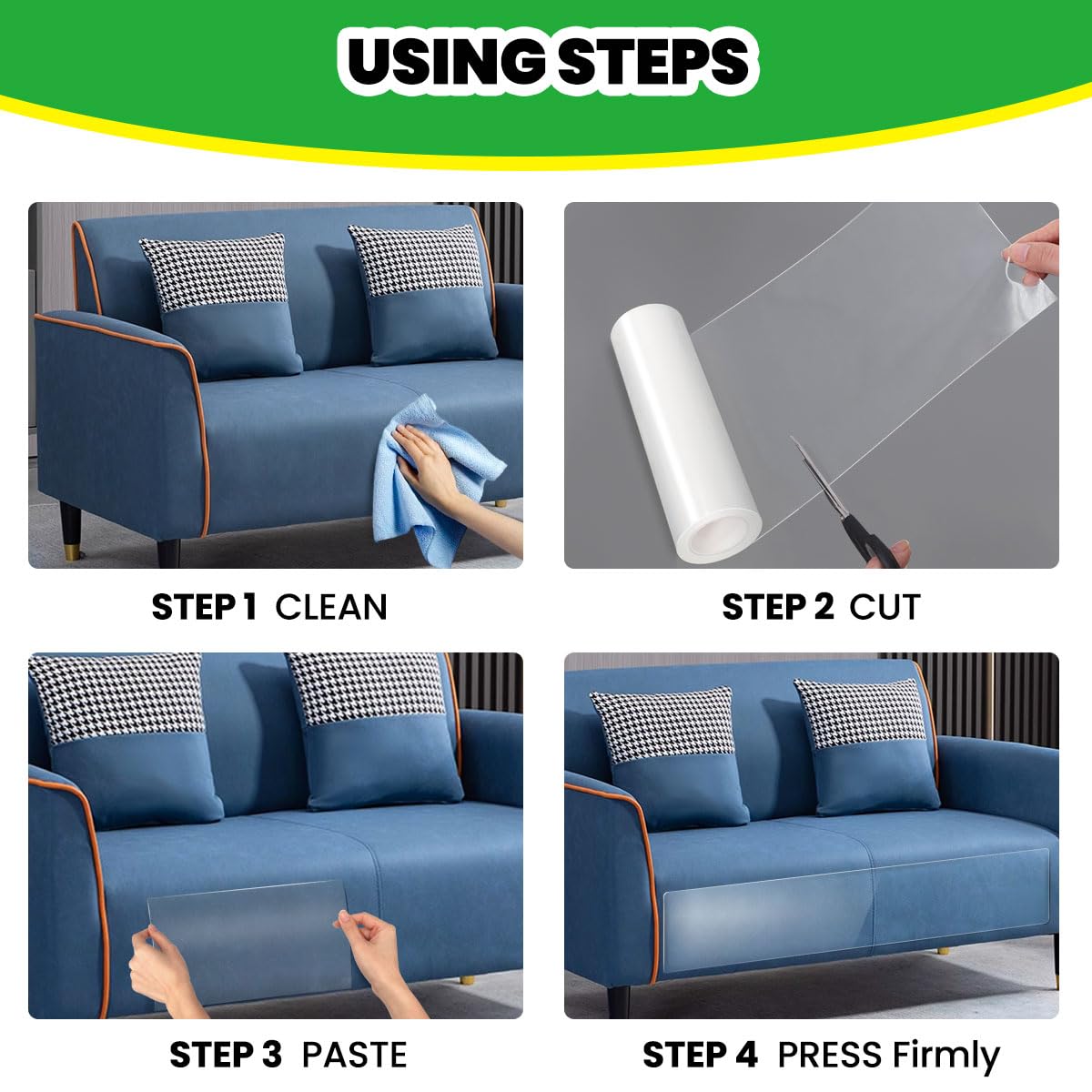 Petslucent cat scratch protector is nearly invisible on furniture preserving aesthetics.