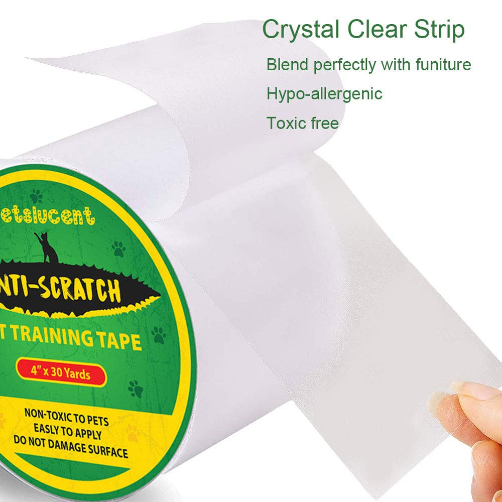 Petslucent packaging image highlights ready-to-use cat scratch tape for home use.