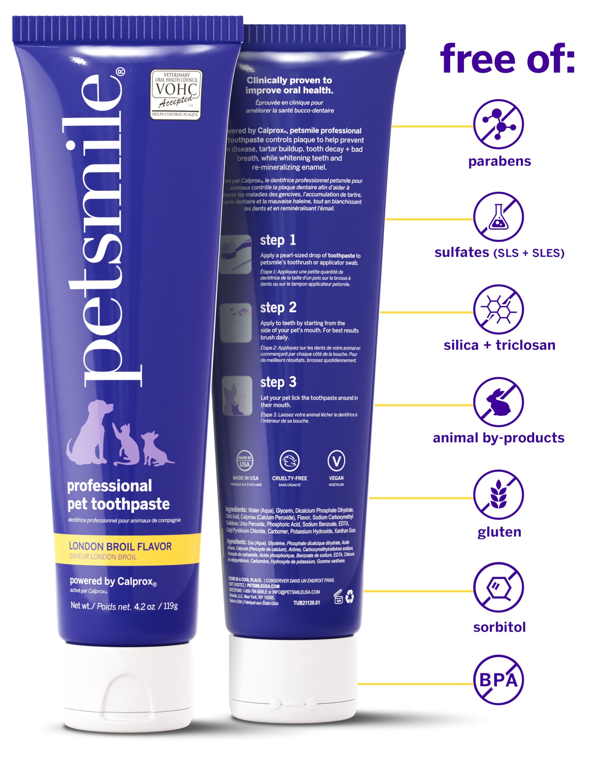 Petsmile Calprox formula close-up demonstrates plaque and tartar control potential