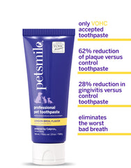 Petsmile Calprox close-up highlighting pellicle cleaning action for cleaner teeth.