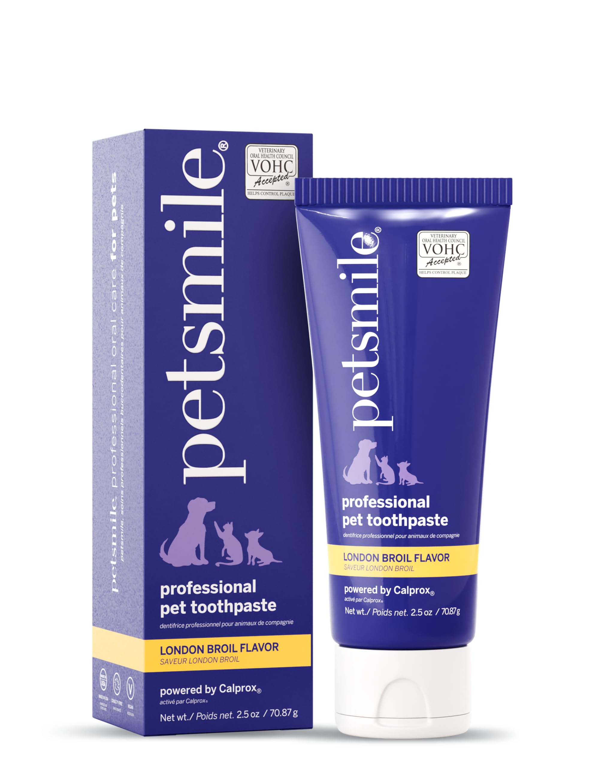 Petsmile professional toothpaste tube London Broil for easy at-home dental care.