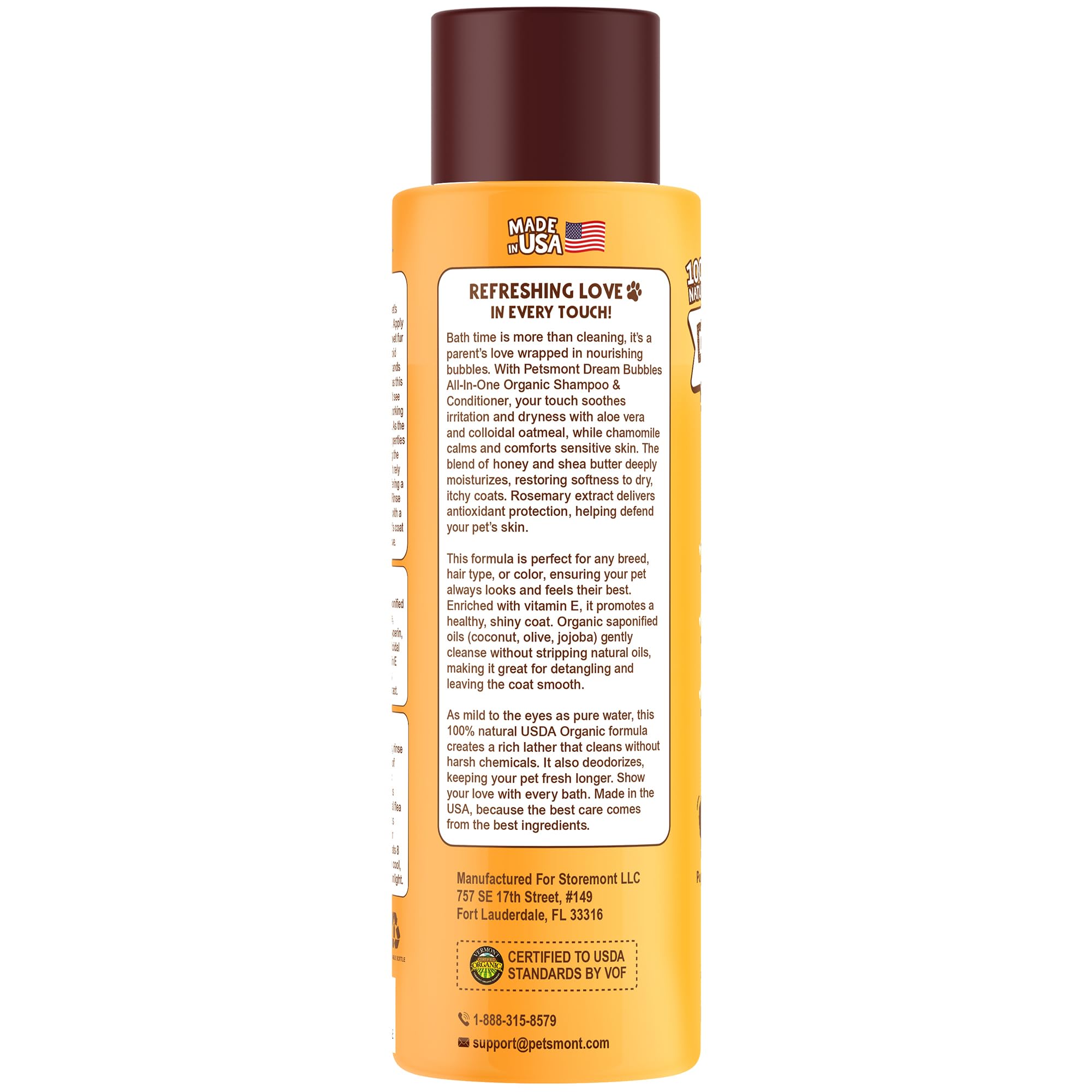 Petsmont Dream Bubbles sensitive-skin-hero badge highlighting toxin-free formula.