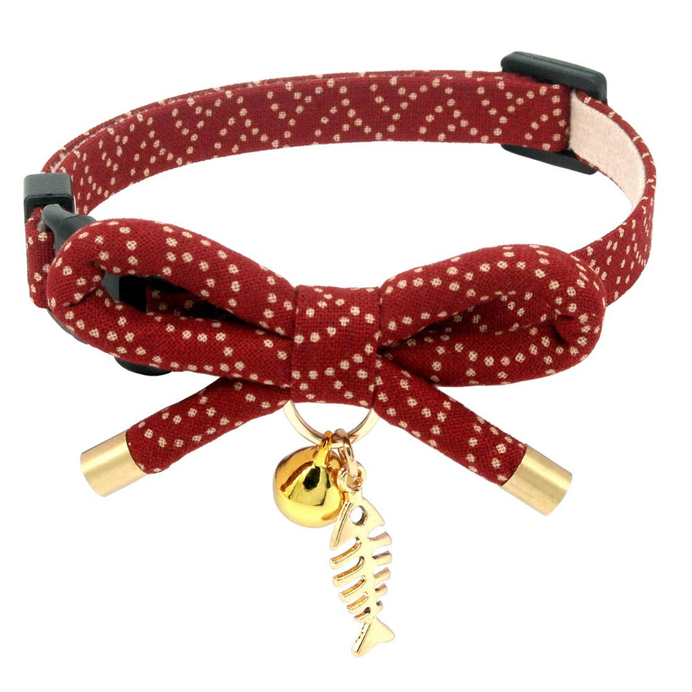 PetSoKoo bowtie cat collar red with bell for stylish everyday wear.