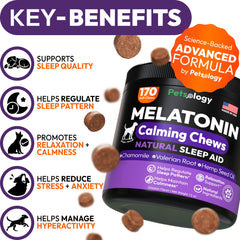 Petsology Advanced Melatonin dog chews closeup — tasty chews for night-time calm
