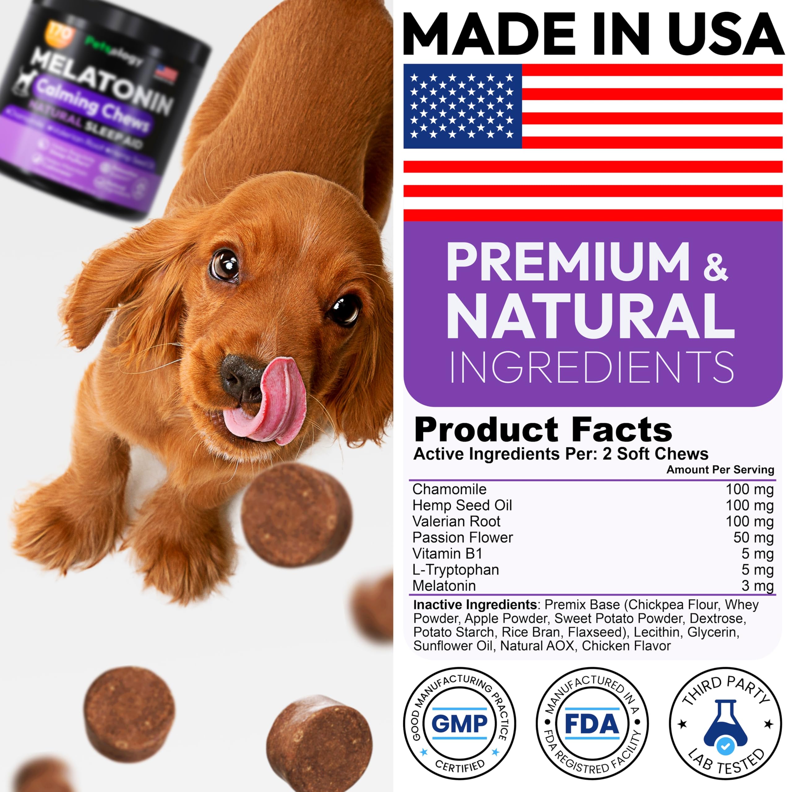 Petsology Advanced Melatonin dog chews large dog — supports restful sleep for larger dogs
