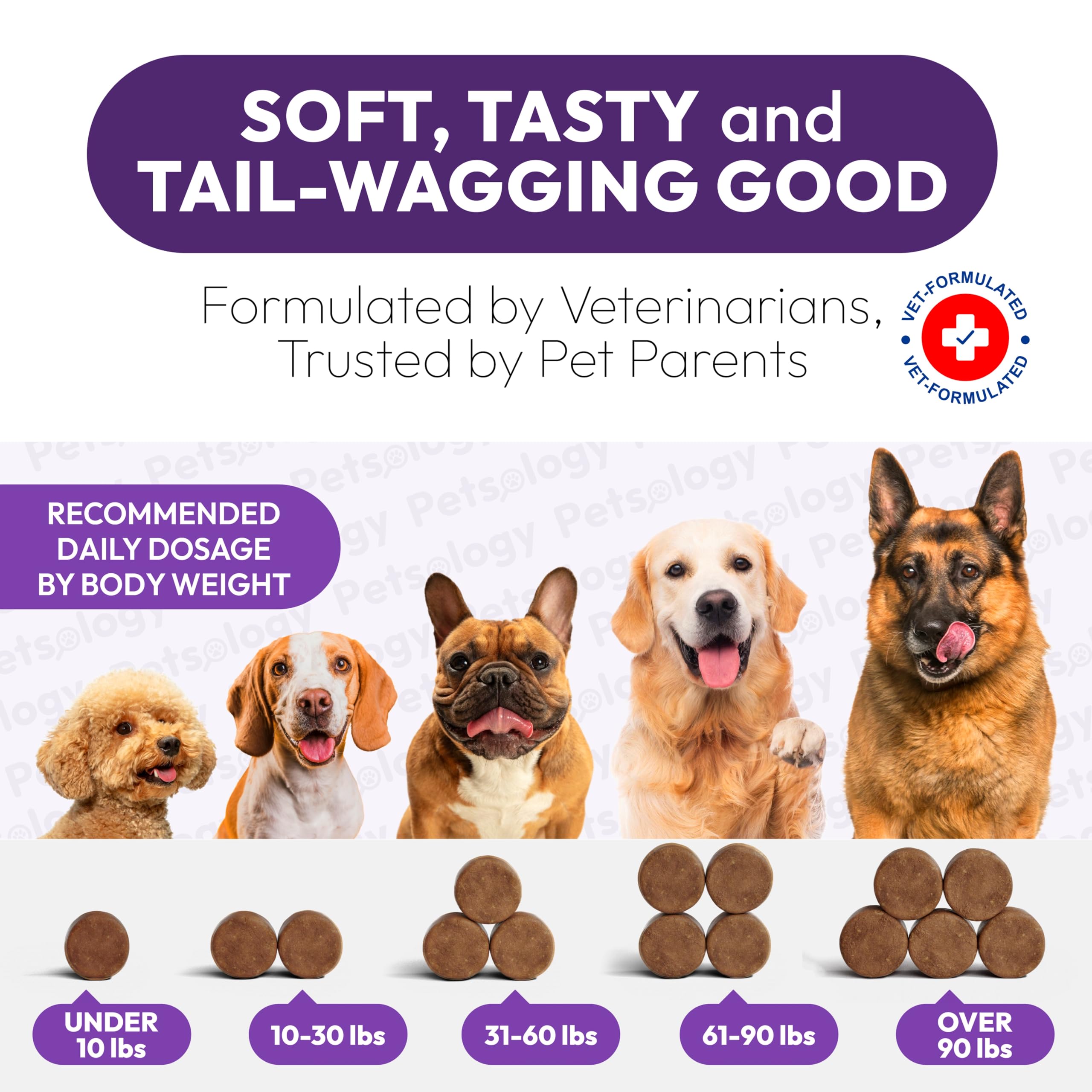Petsology Advanced Melatonin dog chews natural hemp — includes natural hemp for calming blend