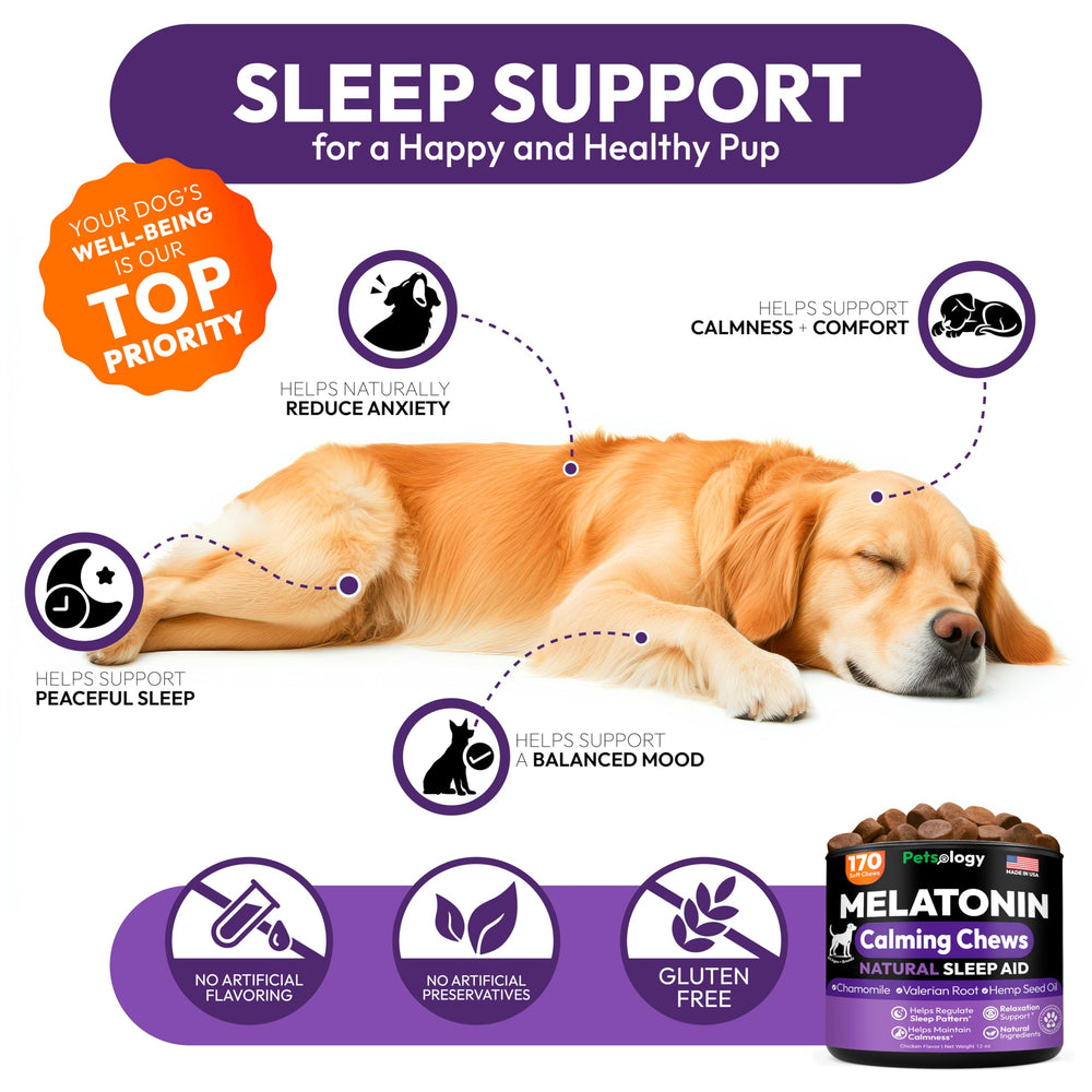 Petsology Advanced Melatonin dog chews puppy-friendly — easy way to establish sleep routine