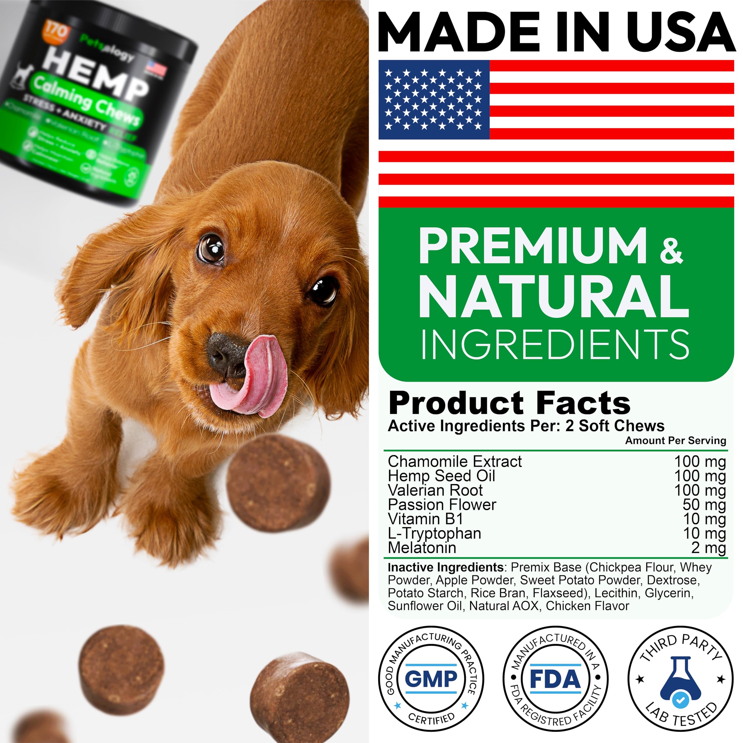 Petsology calming chews promoting restful sleep after a long day.
