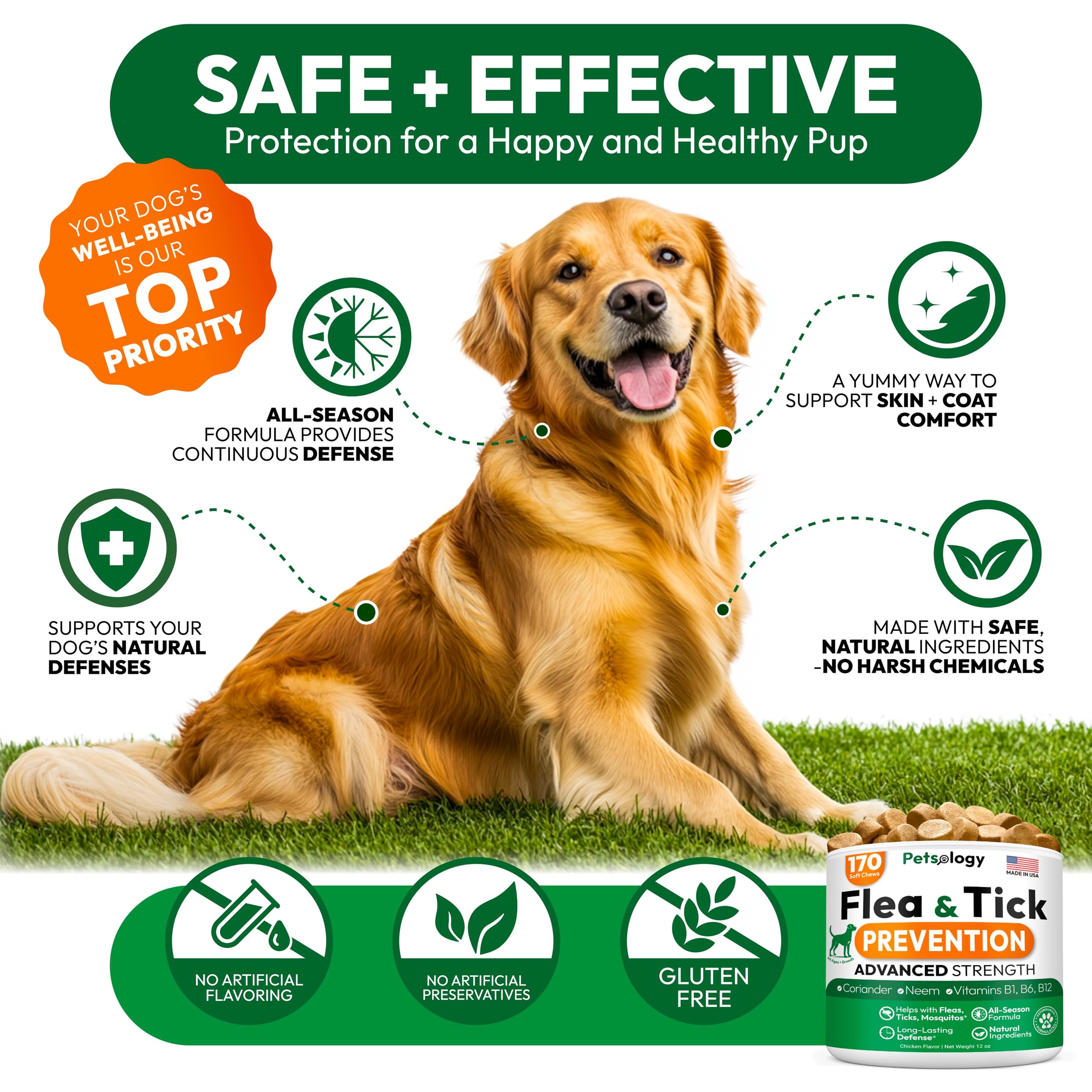 Petsology vet formulated dog chews conveying trusted balanced formulation