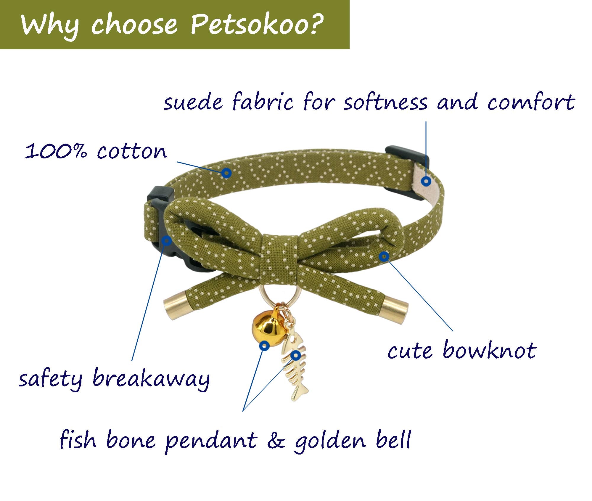 PetSoKoo collar gato campana dorada, facilita localizar a tu mascota.