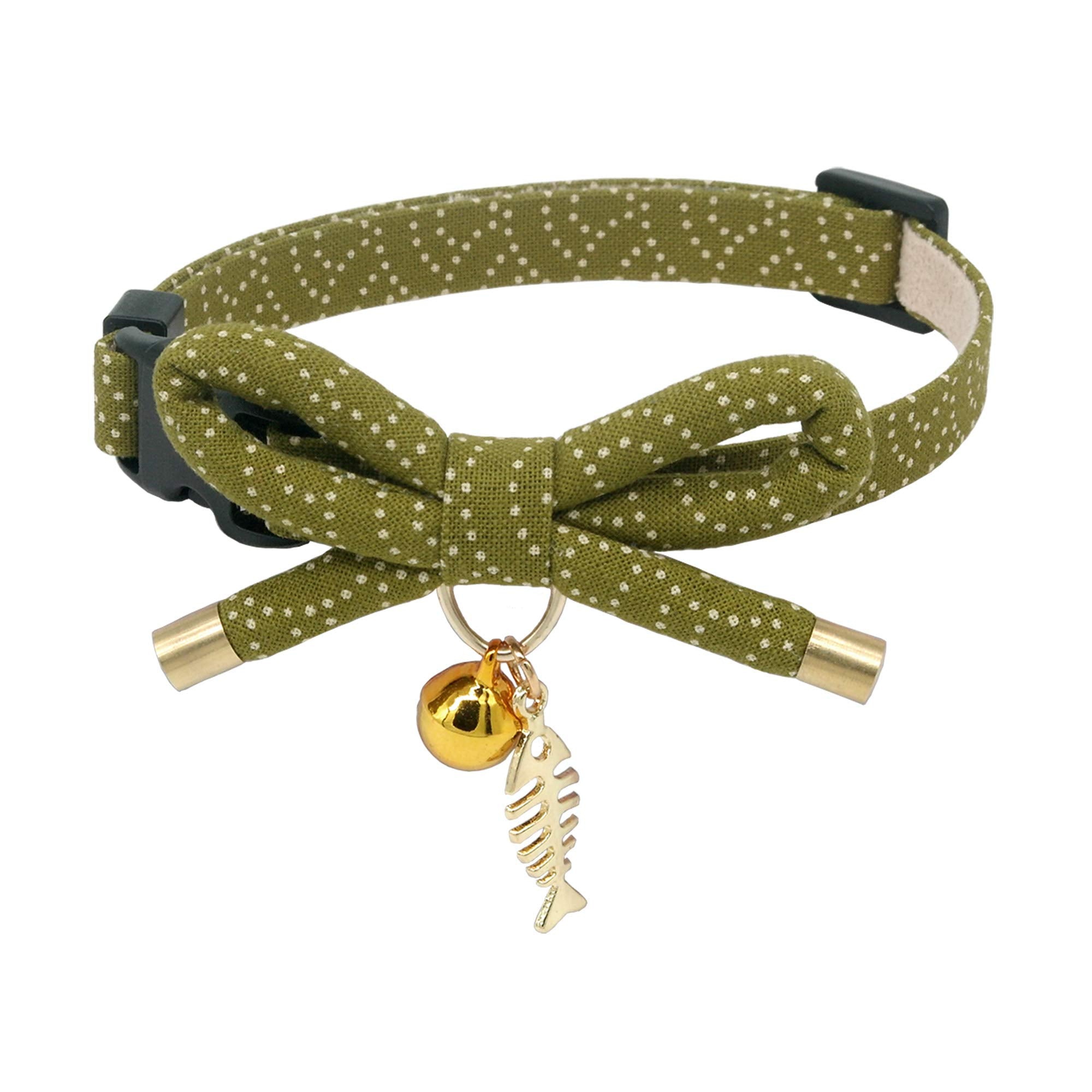 PetSoKoo collar gato con lazo verde, ideal para fotos y estilo diario.