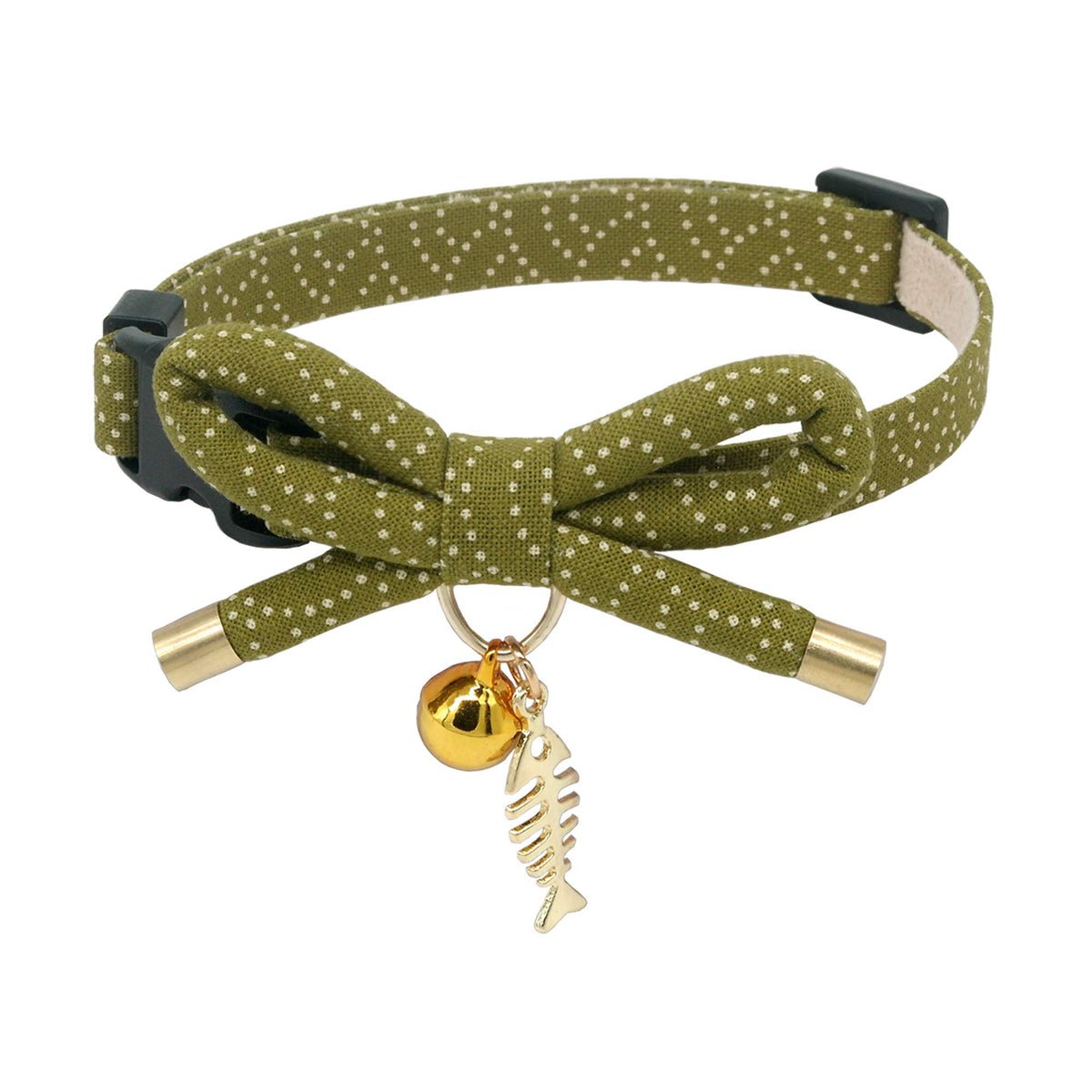PetSoKoo collar gato con lazo verde, ideal para fotos y estilo diario.